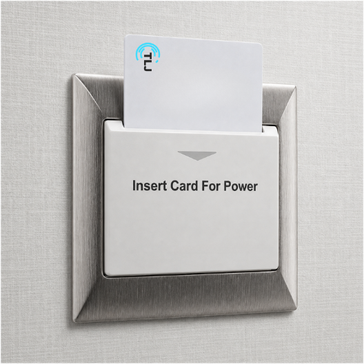 Energy Saving Device on wall with keycard inserted