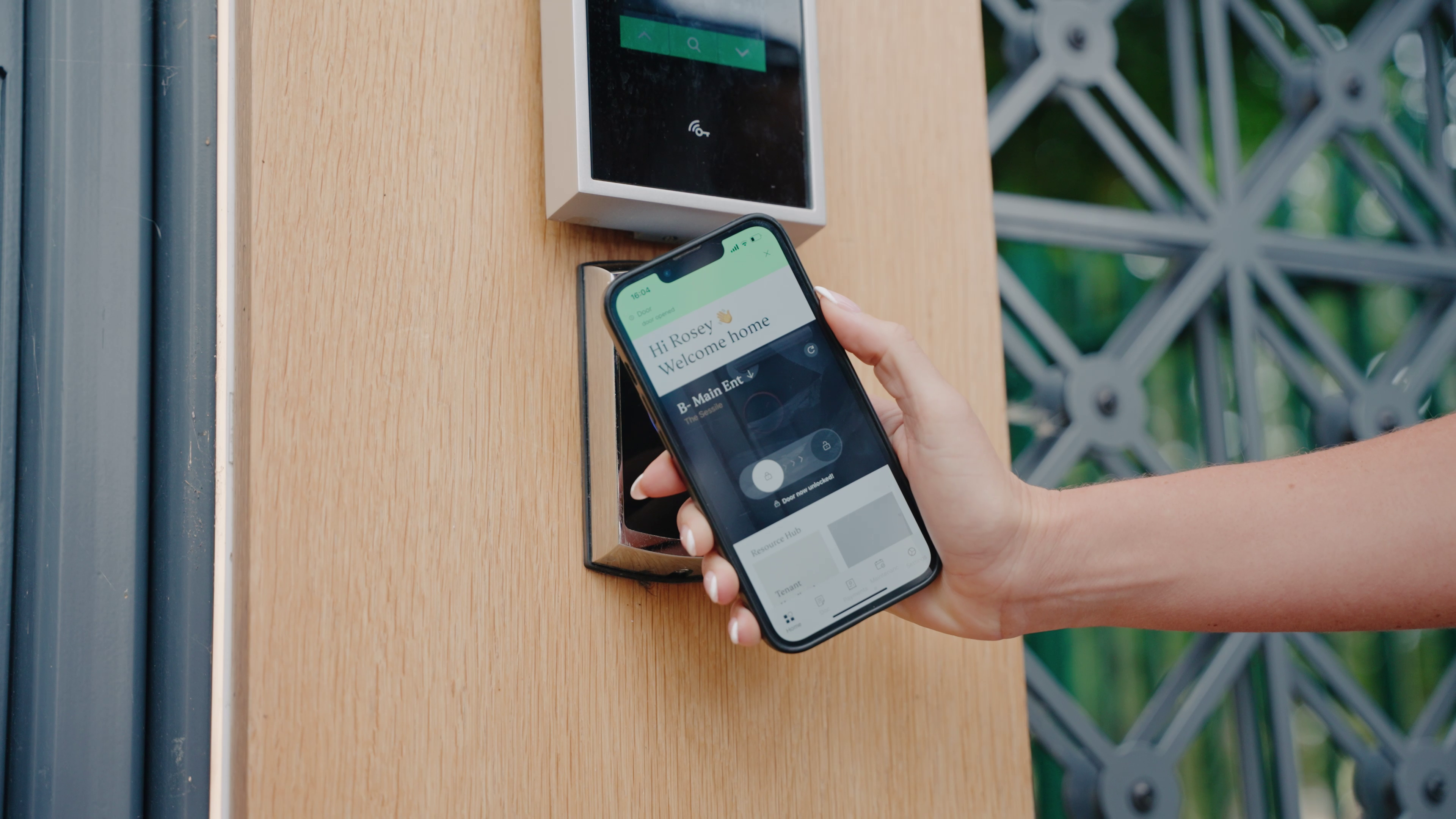 mobile keys being used on building gate