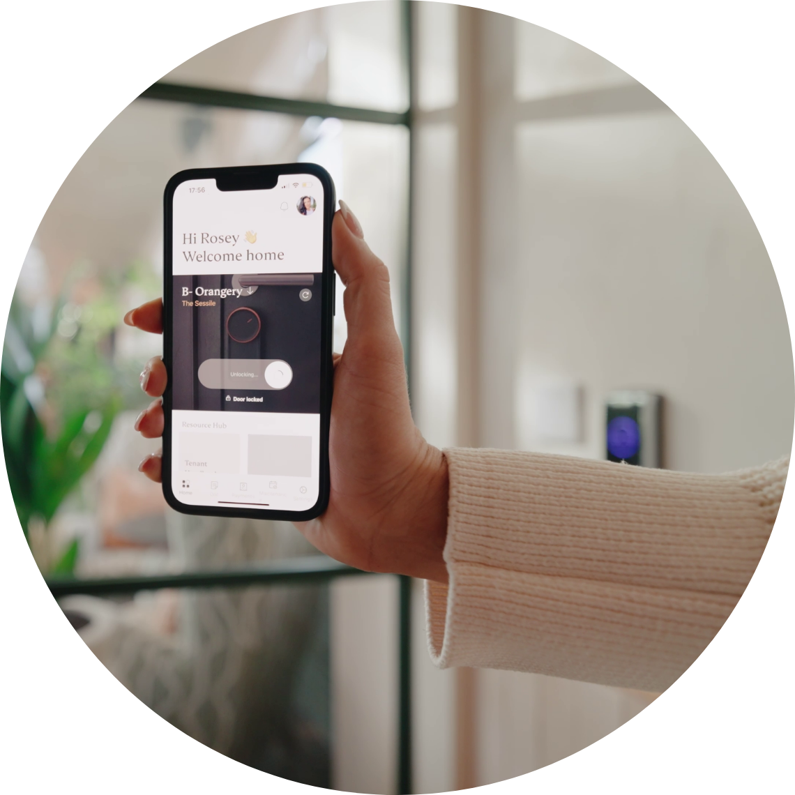 resident using mobile key to access communal area