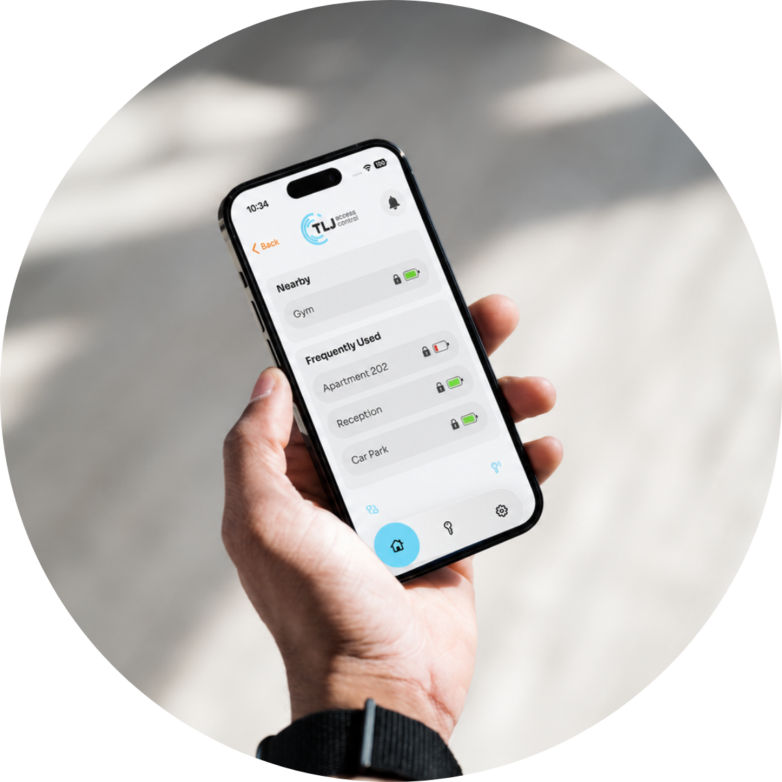 mobile keys app in use