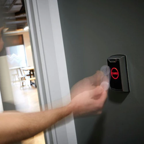 Access wall reader in use