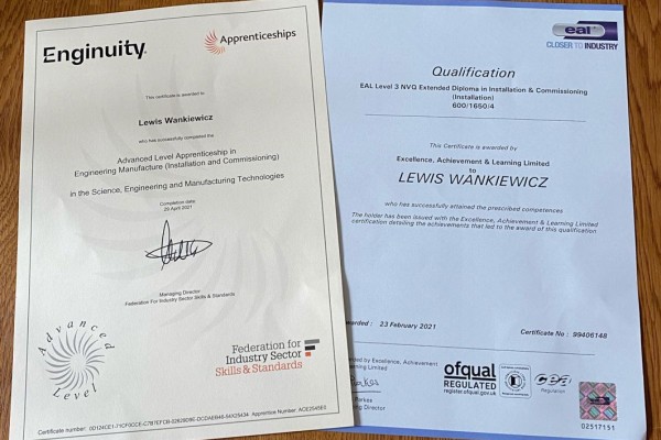 NVQ Level 3 certificates
