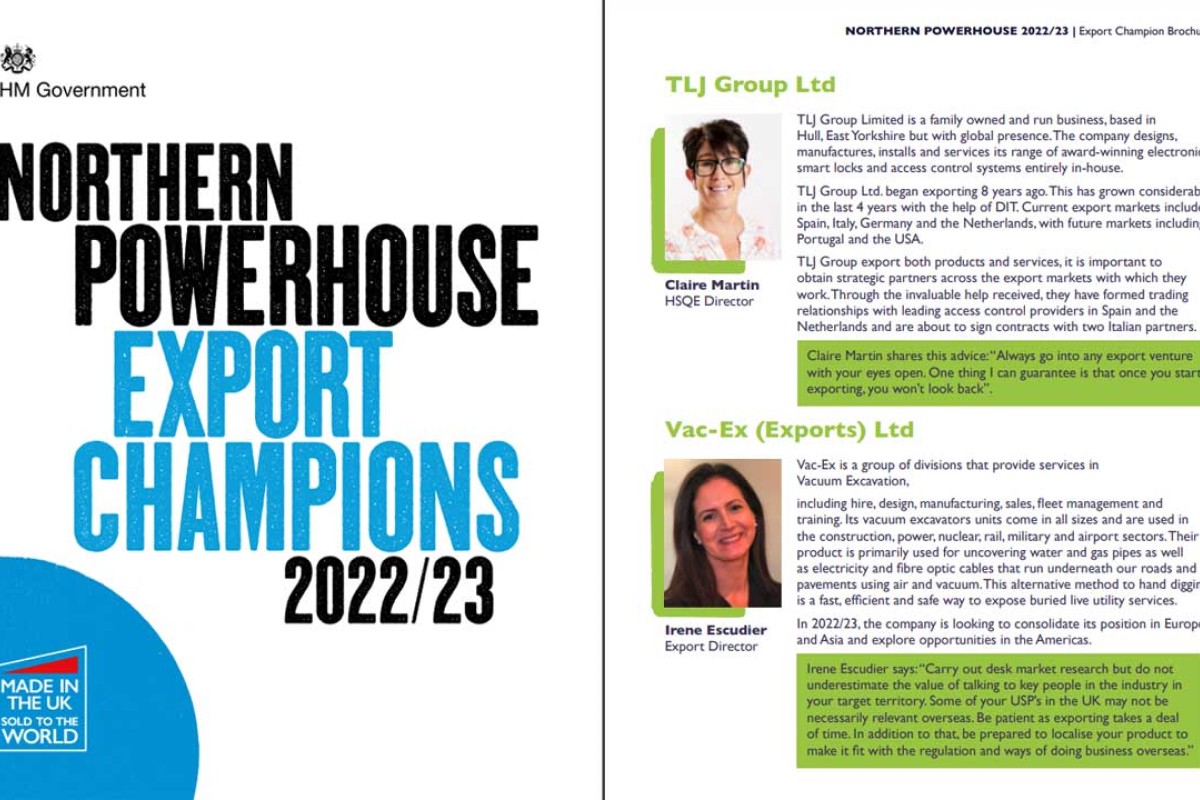 TLJ article in  Northern Powerhouse Export Champions 2022/23 prospectus